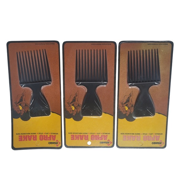 Antonio's Other - Vintage Antonio's Afro Rake No. 007  Pik Black USA Lot of 3‎ NOS